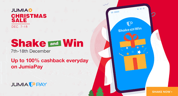 Shake and Win up to 100% cashback on JumiaPay